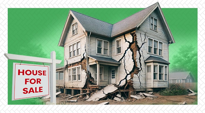 You can sell a house with structural damage either to an investor or through a real estate agent.